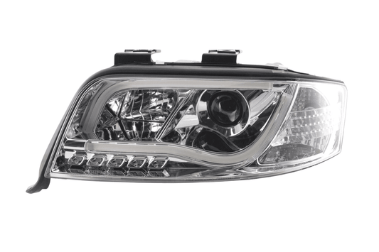 Audi A6 (C5 4B) Chrome LED Headlights with Daytime Running Lights (2001-2004) - With R87 approval