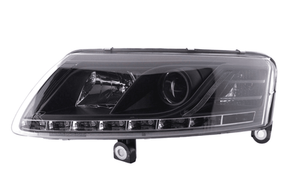 Audi A6 (C6 4F) Black Xenon LED Headlights with Daytime Running Lights (2004-2008)