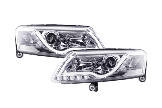 Audi A6 (C6 4F) Chrome LED Headlights with Daytime Running Lights (2004-2008)
