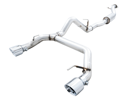 AWE Tuning 0FG Catback Exhaust for Ford Bronco with BashGuard - Dual 4.5" Chrome Silver Tips 3015-32456