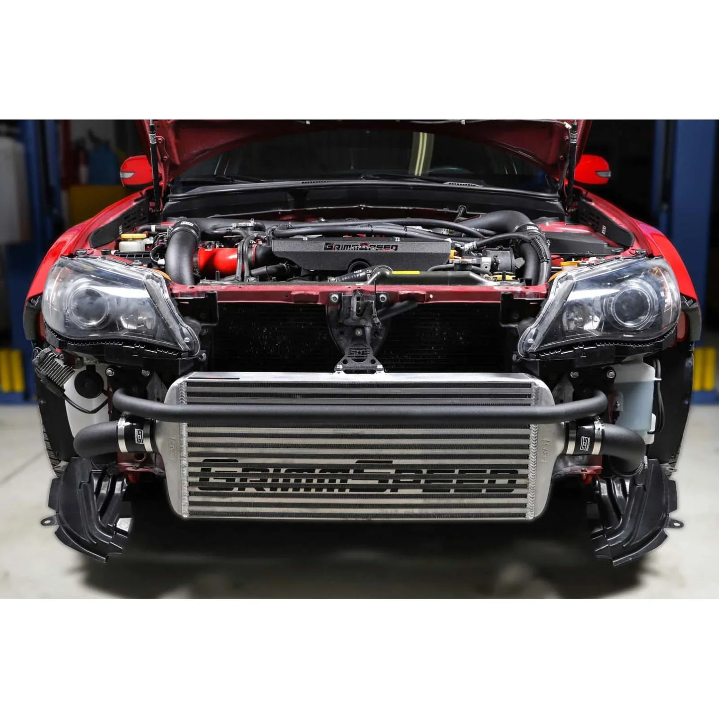 GrimmSpeed Front Mount Intercooler Kit - Raw Core with Black Piping - 2008-14 Subaru STI GRM090228