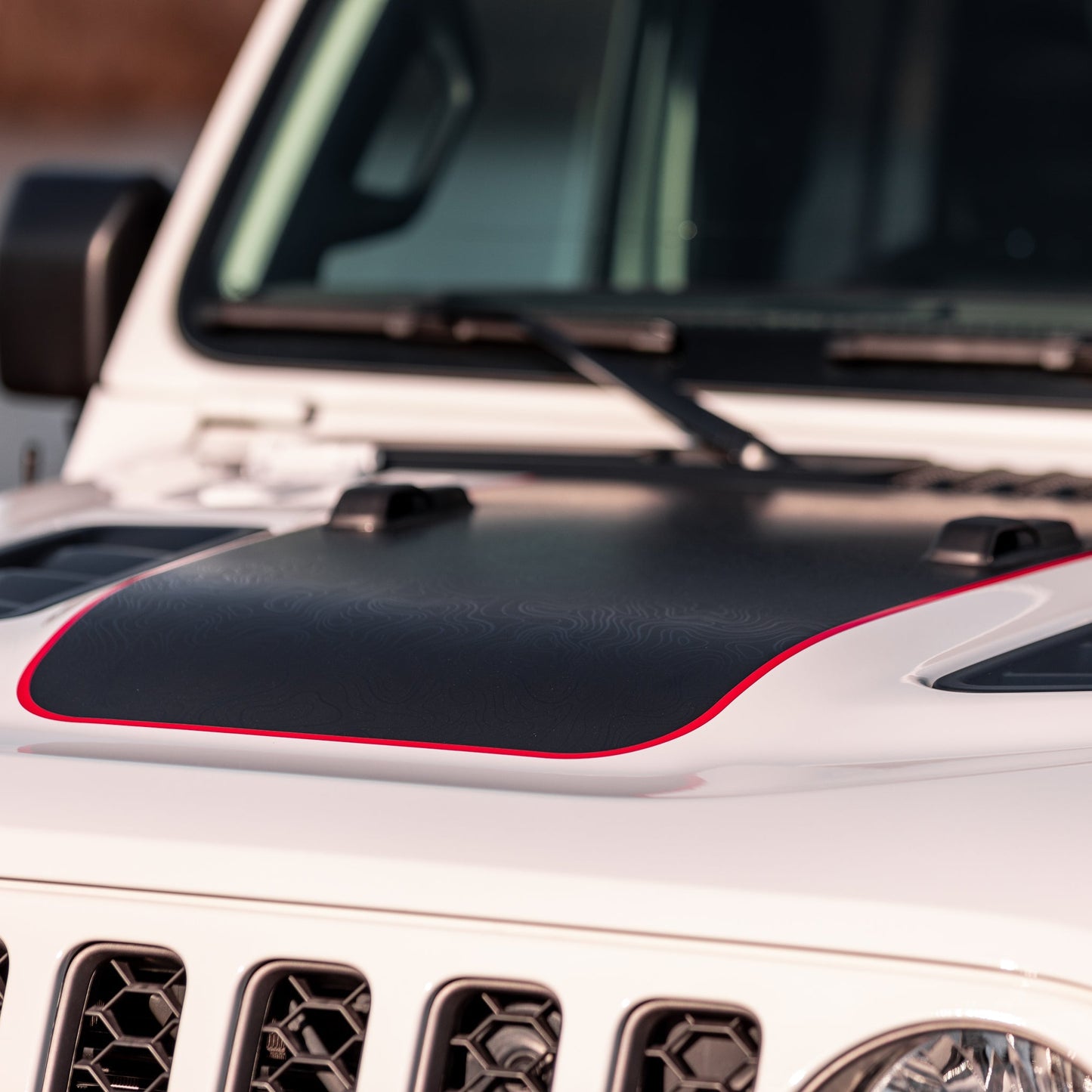 Hood Graphic for RUBICON | Black Topo - fits Wrangler JL & Gladiator JT