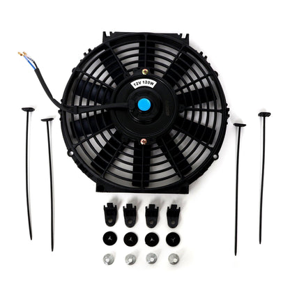 BLOX Racing Electric Slim Fan - 10" / 12" 120W - Straight Blade Black