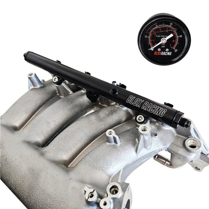 BLOX Racing XTREME Aluminum K-Series Fuel Rail & Gauge Combo
