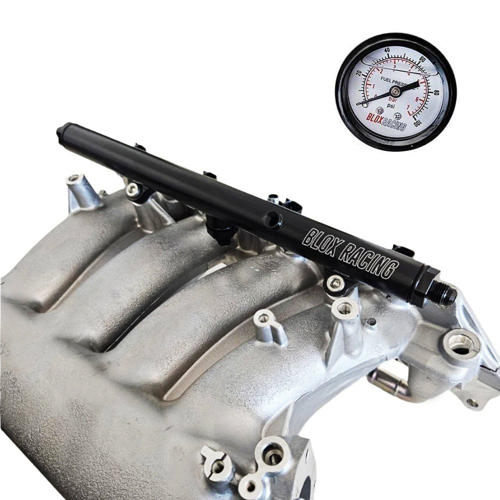 BLOX Racing XTREME Aluminum K-Series Fuel Rail & Gauge Combo