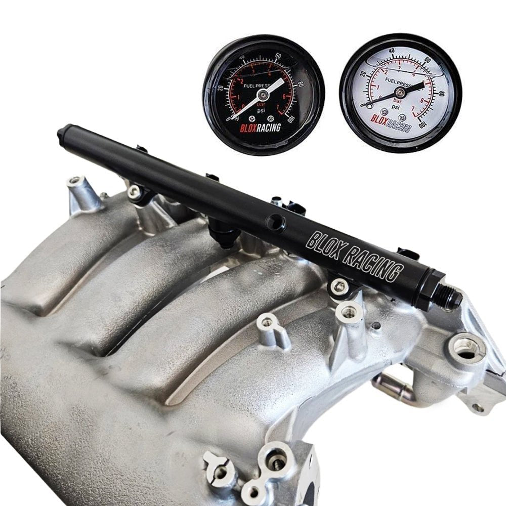 BLOX Racing XTREME Aluminum K-Series Fuel Rail & Gauge Combo