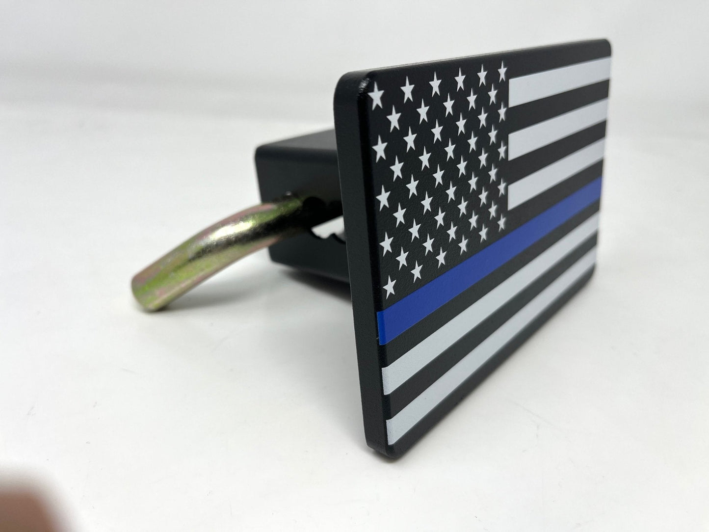 Blue Line With American Flag Hitch Cover