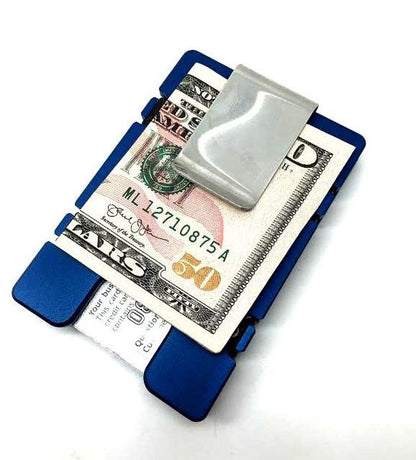 Blue Line With American Flag Police Officer - Aluminum Wallet