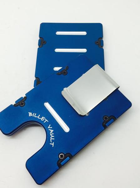 Blue Line With American Flag Police Officer - Aluminum Wallet