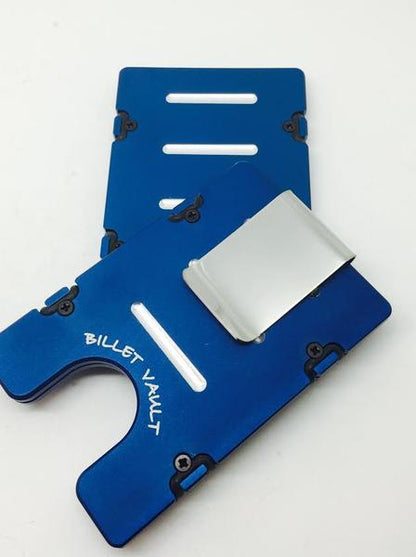 Blue Line With American Flag Police Officer - Aluminum Wallet