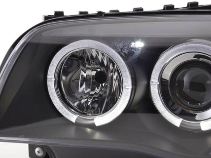 BMW 1-series E81 E82 E87 E88 Black Angel Eyes Headlight Set (2004-2011)