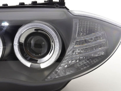 BMW 1-series E81 E82 E87 E88 Black Angel Eyes Headlight Set (2004-2011)