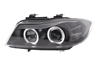 BMW 3-series E90 E91 Black Angel Eyes LED Headlight Set (2005-2012)
