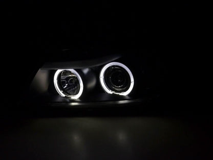 BMW 3-series E90 E91 Black Angel Eyes LED Headlight Set (2005-2012)