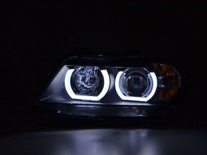 BMW 3 Series E90 /E91 Black LED U BAR Headlights (2005 - 2012)