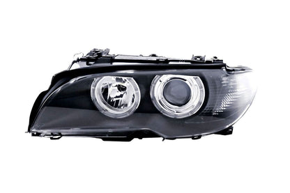 BMW E46 3-Series Coupe Black OE+ Angel Eyes Headlights - (2002-2005)