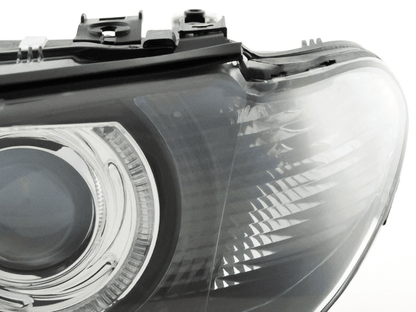 BMW E46 3-Series Coupe Black OE+ Angel Eyes Headlights - (2002-2005)