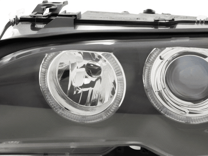 BMW E46 3-Series Coupe Black OE+ Angel Eyes Headlights - (2002-2005)