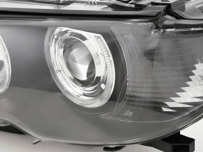 BMW E46 3-Series Coupe Black OE+ Angel Eyes Headlights - (2002-2005)
