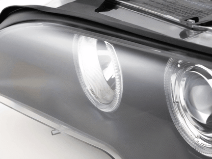 BMW E46 3-Series Coupe Black OE+ Angel Eyes Headlights - (2002-2005)