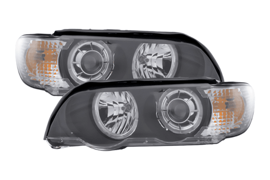 BMW E53 X5 Black OE+ Angel Eye Headlights - (2000-2003)