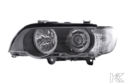 BMW X5 (Type E53) Black OE+ Angel Eyes Headlights - (2000-2003)