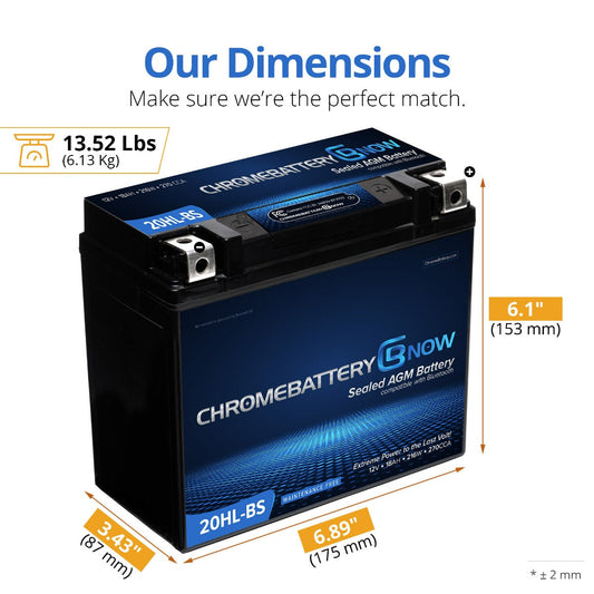 CHROME PRO BATTERY YTX20HL-BS Intelligent Bluetooth Enabled Motorcycle Battery BT-M00004