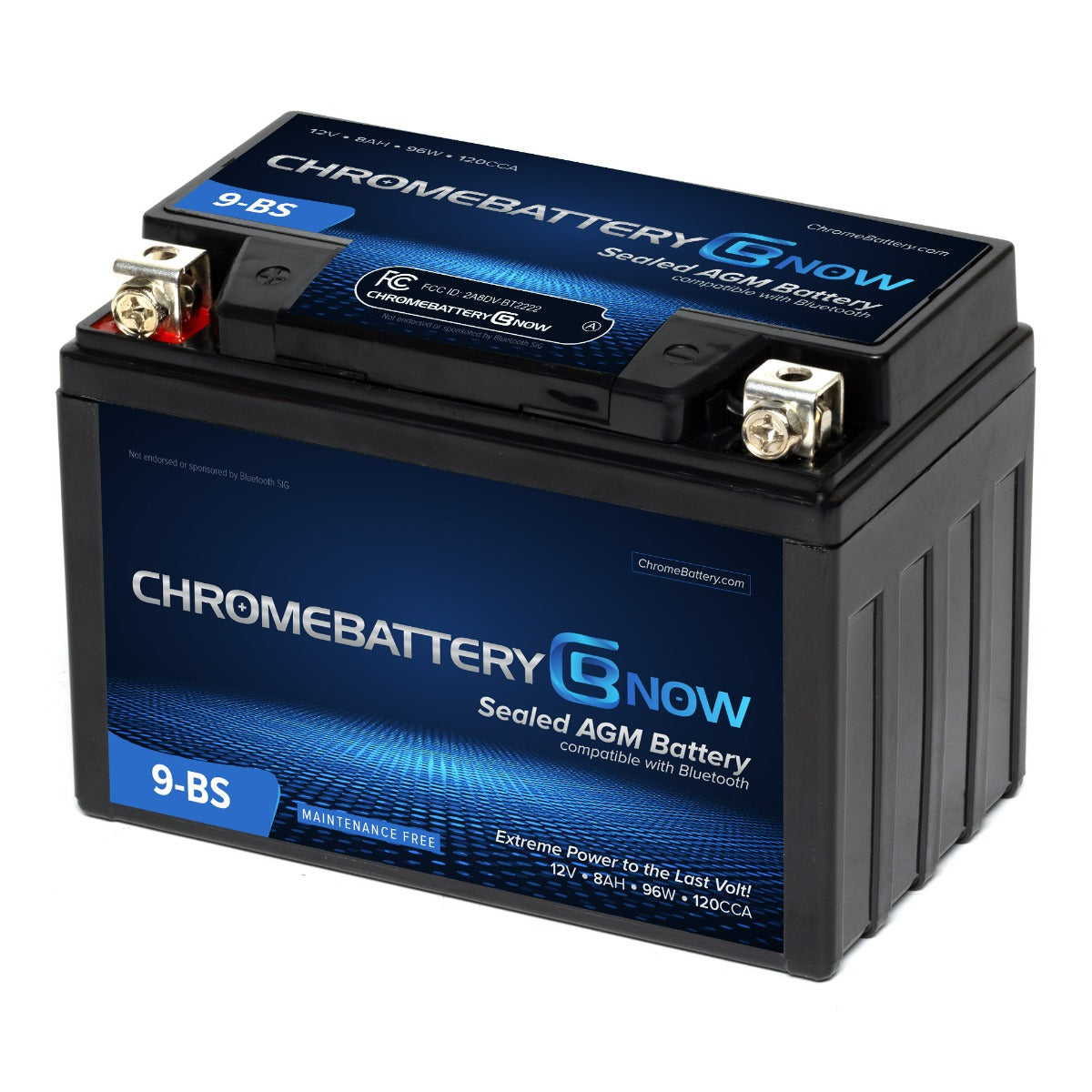 CHROME PRO BATTERY YTX9-BS Intelligent Bluetooth Enabled Motorcycle Battery BT-M00005
