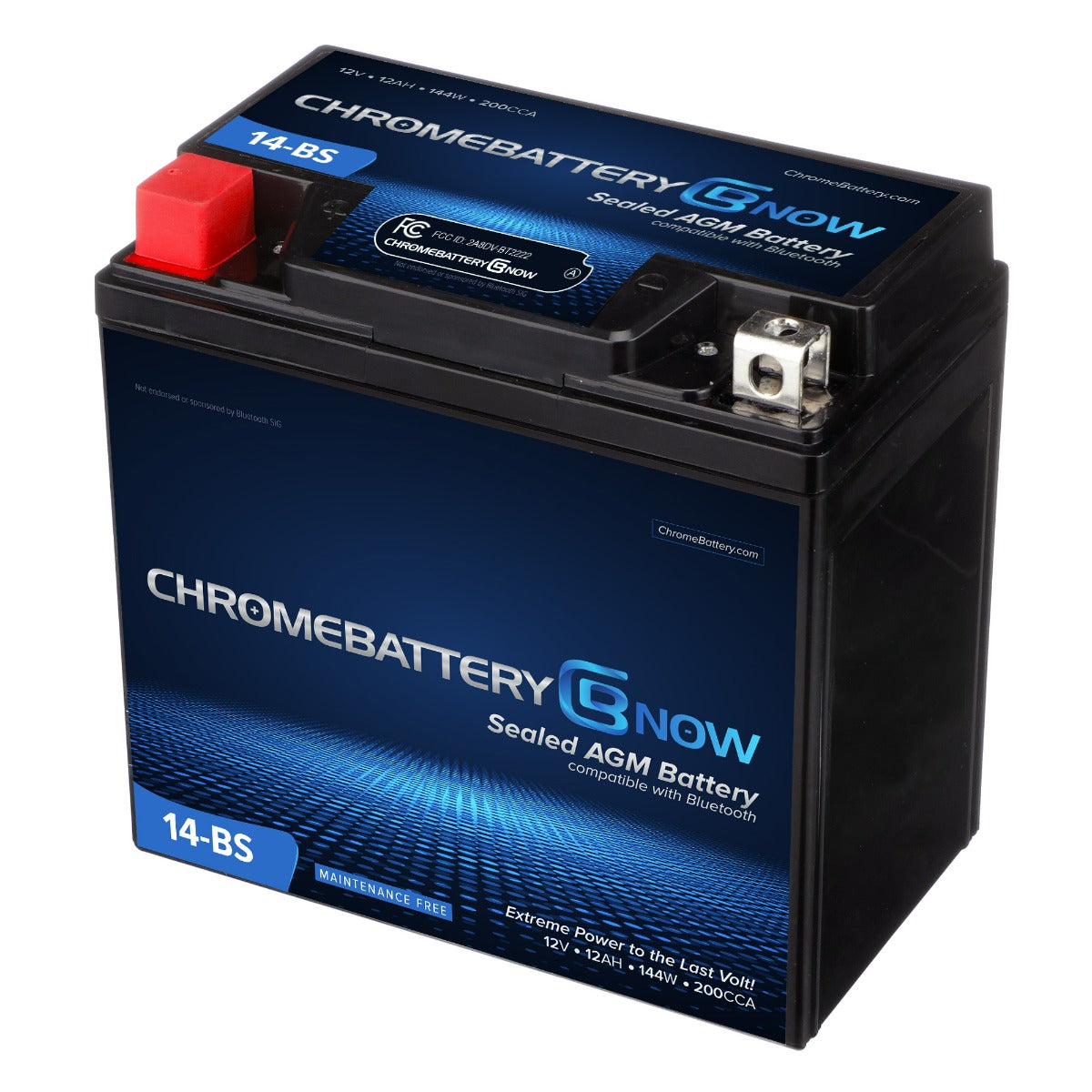 CHROME PRO BATTERY YTX14-BS Intelligent Bluetooth Enabled Motorcycle Battery BT-M00009
