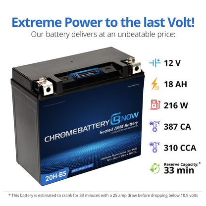 CHROME PRO BATTERY YTX20H-BS Intelligent Bluetooth Enabled Motorcycle Battery BT-M00032