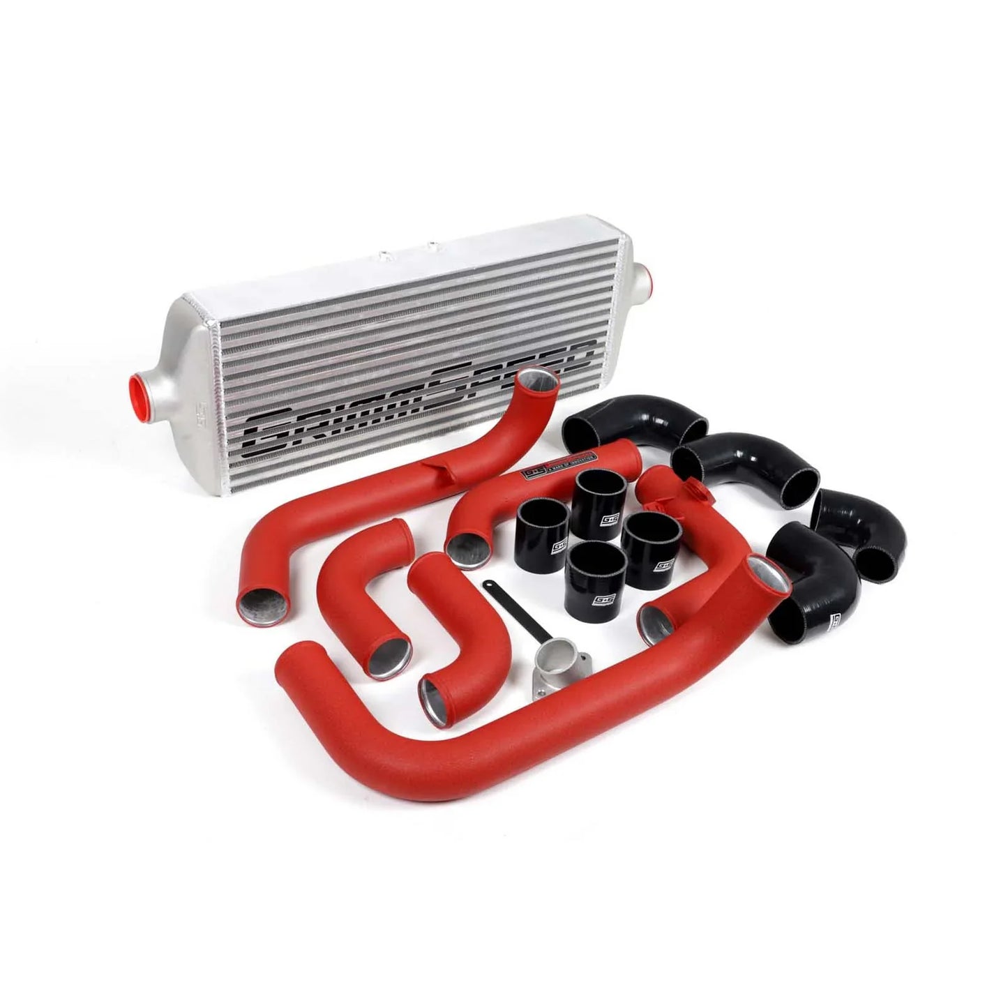 GrimmSpeed Front Mount Intercooler Kit - Raw Core with Red Piping - 2008-14 Subaru WRX GRM090229