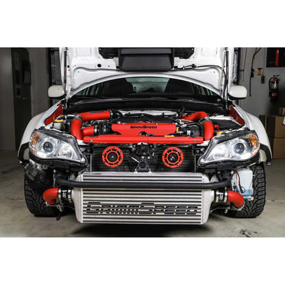GrimmSpeed Front Mount Intercooler Kit - Raw Core with Red Piping - 2008-14 Subaru WRX GRM090229