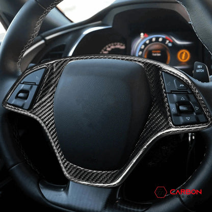 C7 Corvette 2014-2019 Carbon Fiber Steering Wheel Button Trim Cover