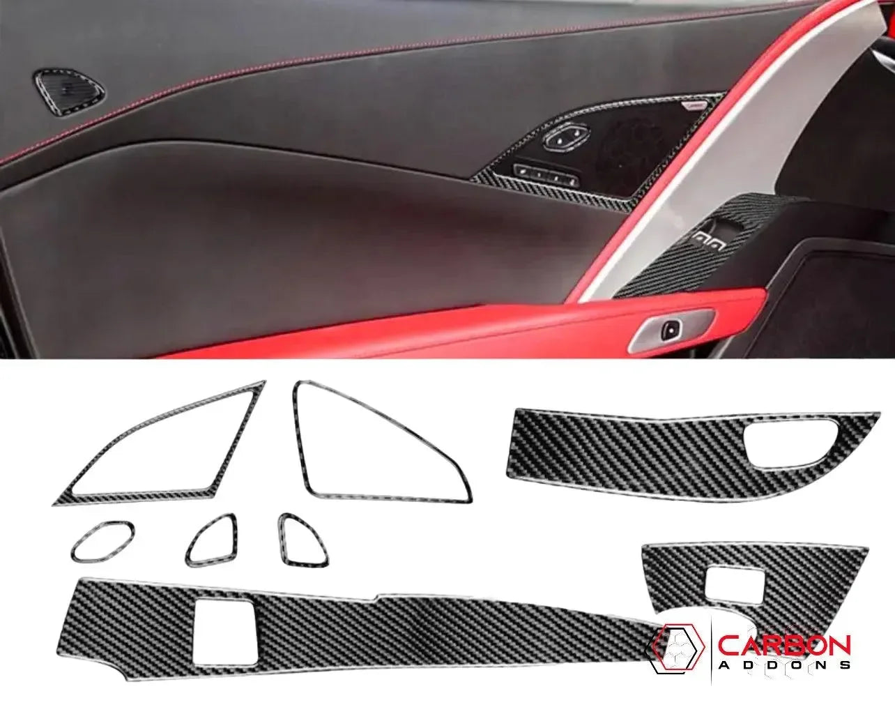 C7 Corvette 2014-2019 Door Panel Trim Carbon Fiber Overlay