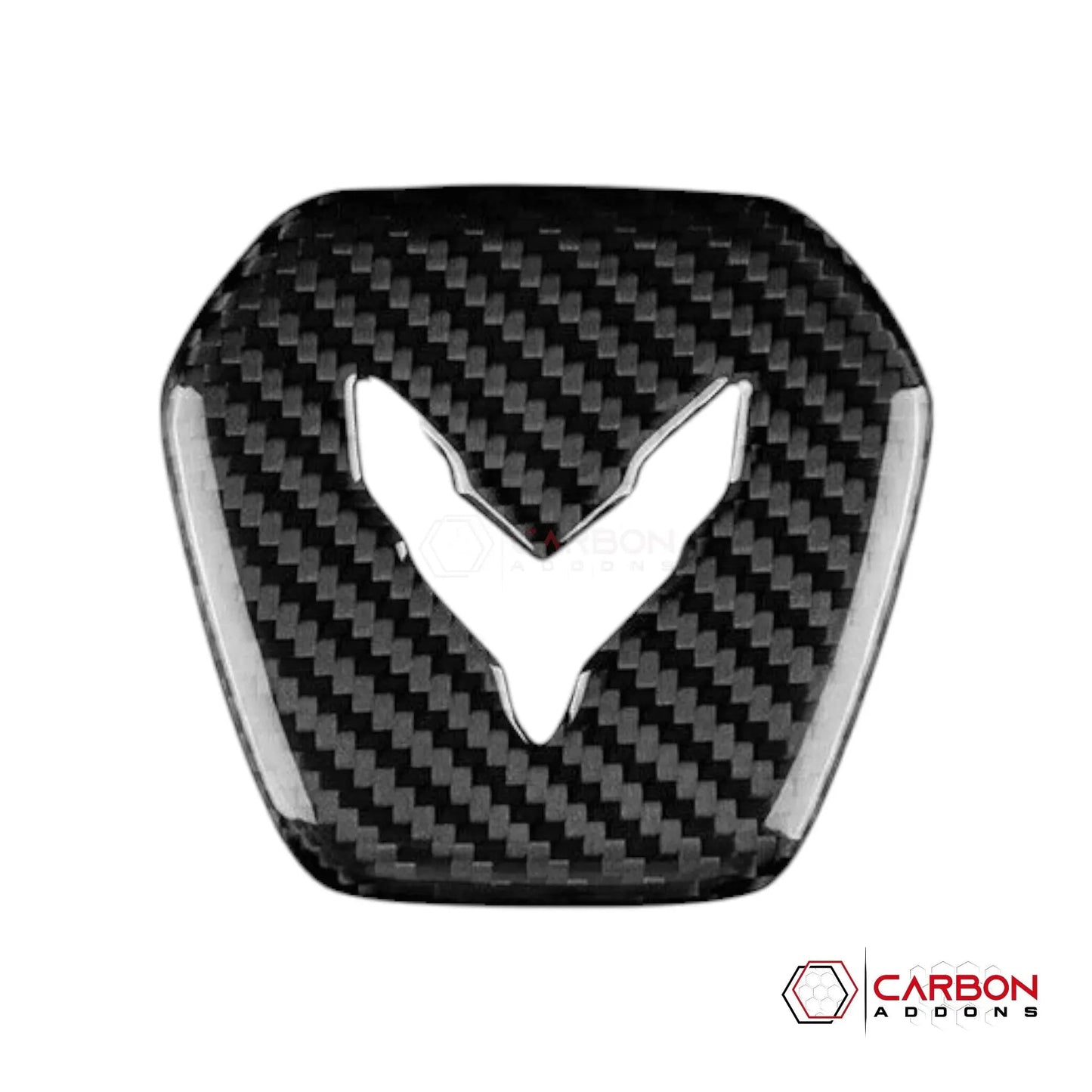 C8 Corvette Real Carbon Fiber Steering Wheel Airbag Center Cover | Interior Overlay (2020–2026)