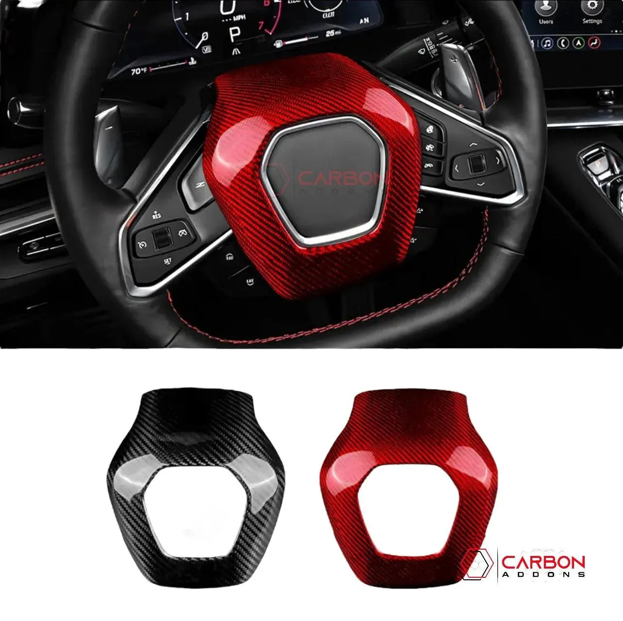 C8 2020+ Corvette Steering Wheel Carbon Fiber Airbag Cover