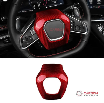 C8 Corvette Real Carbon Fiber Steering Wheel Airbag Cover | Interior Upgrade (2020–2027)