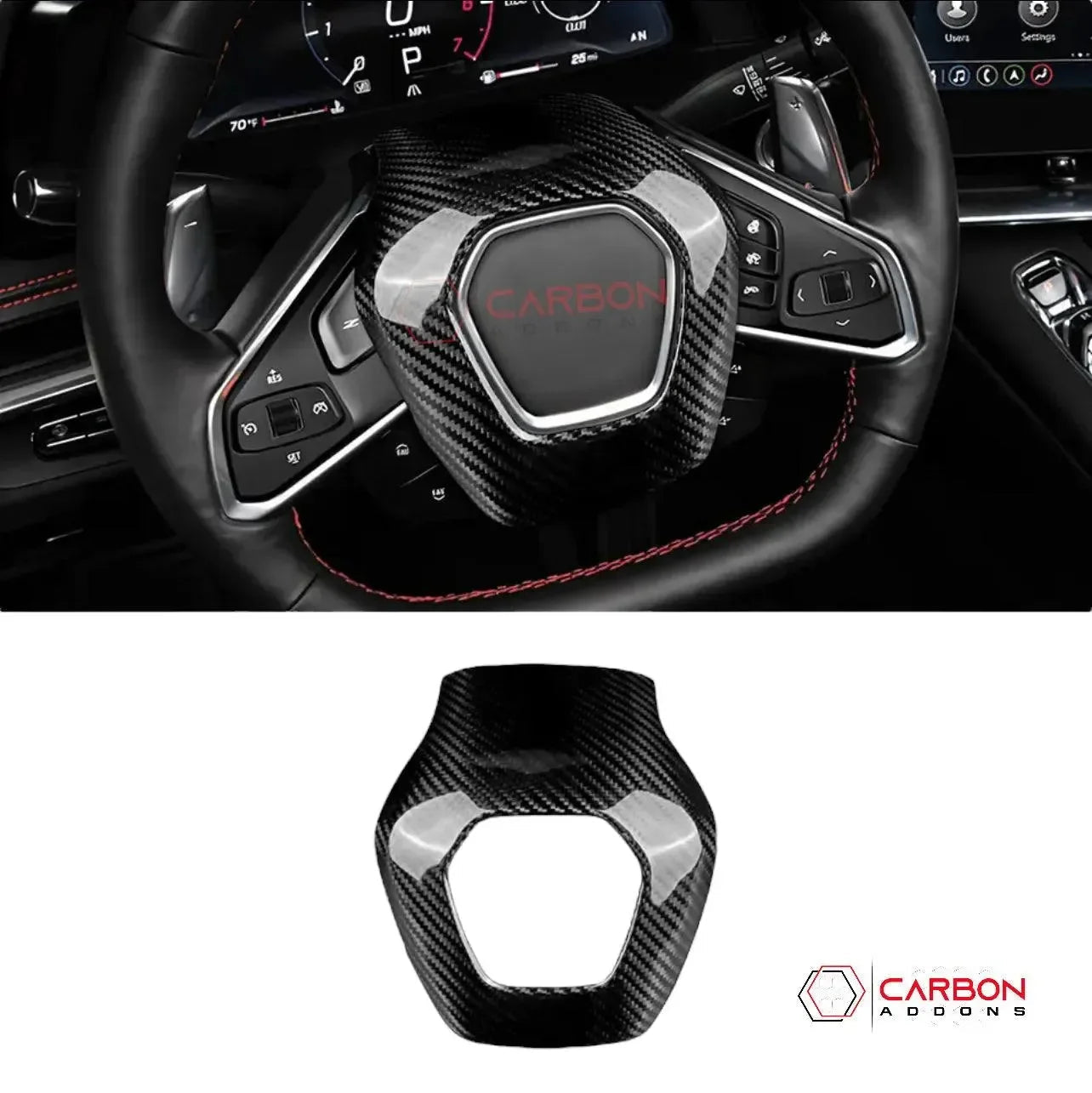 C8 Corvette Real Carbon Fiber Steering Wheel Airbag Cover | Interior Upgrade (2020–2027)