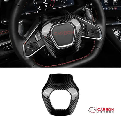 C8 Corvette Real Carbon Fiber Steering Wheel Airbag Cover | Interior Upgrade (2020–2027)