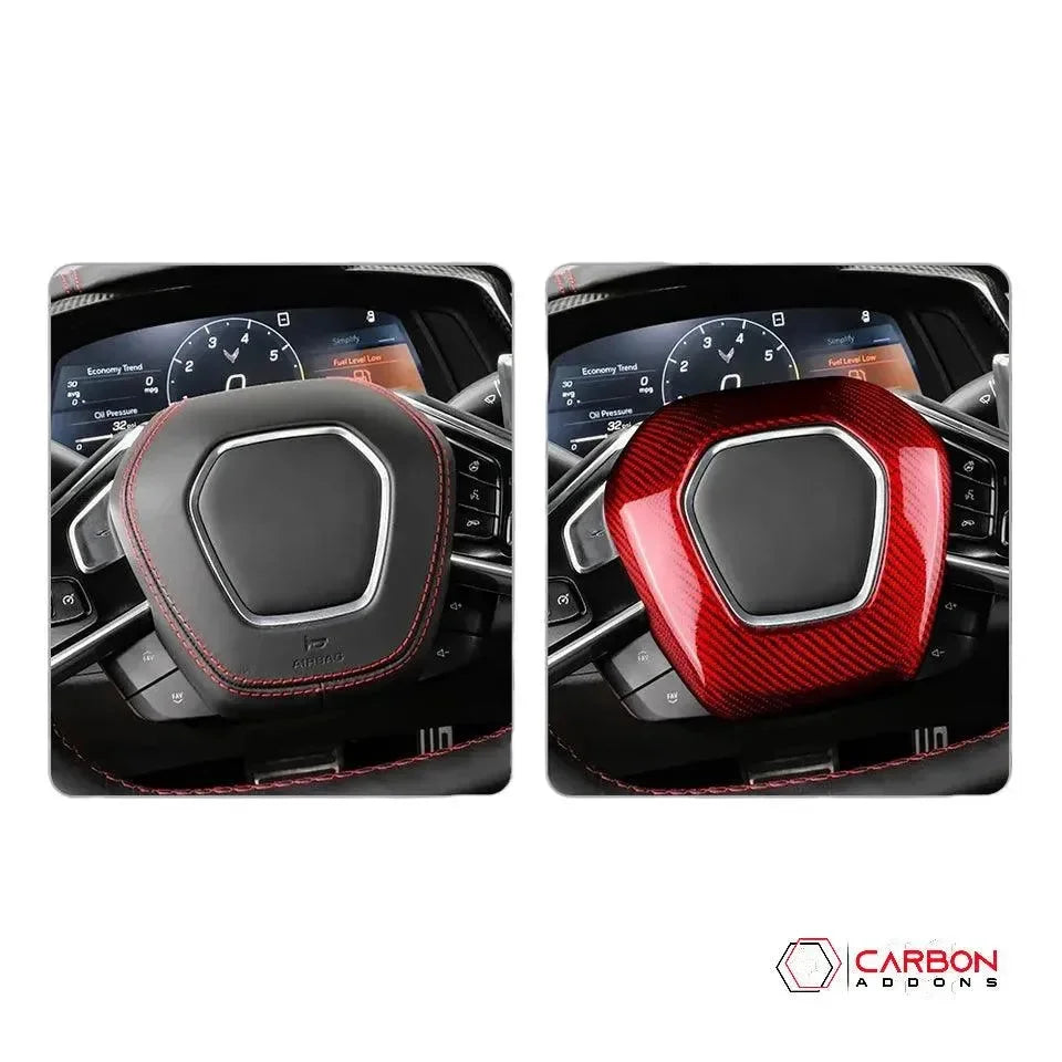 C8 Corvette Real Carbon Fiber Steering Wheel Airbag Cover | Interior Upgrade (2020–2027)
