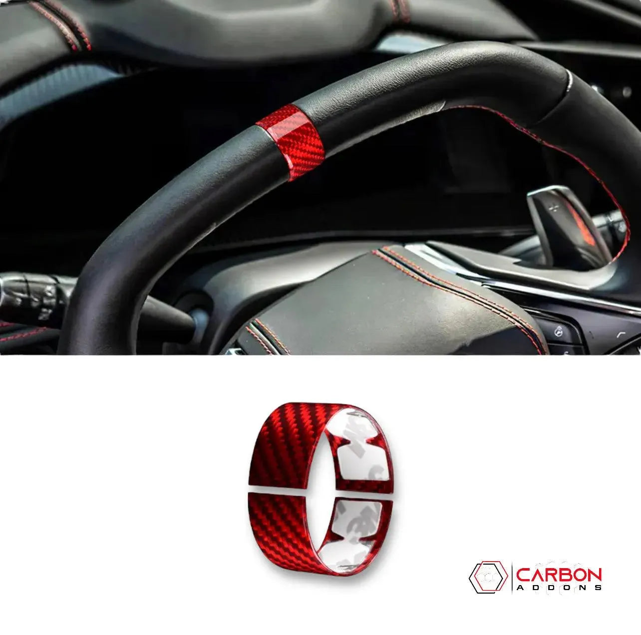 C8 2020+ Corvette Steering Wheel Racing Stripe Carbon Fiber Covers