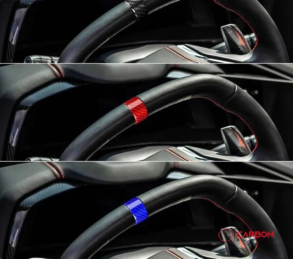 C8 2020+ Corvette Steering Wheel Racing Stripe Carbon Fiber Covers