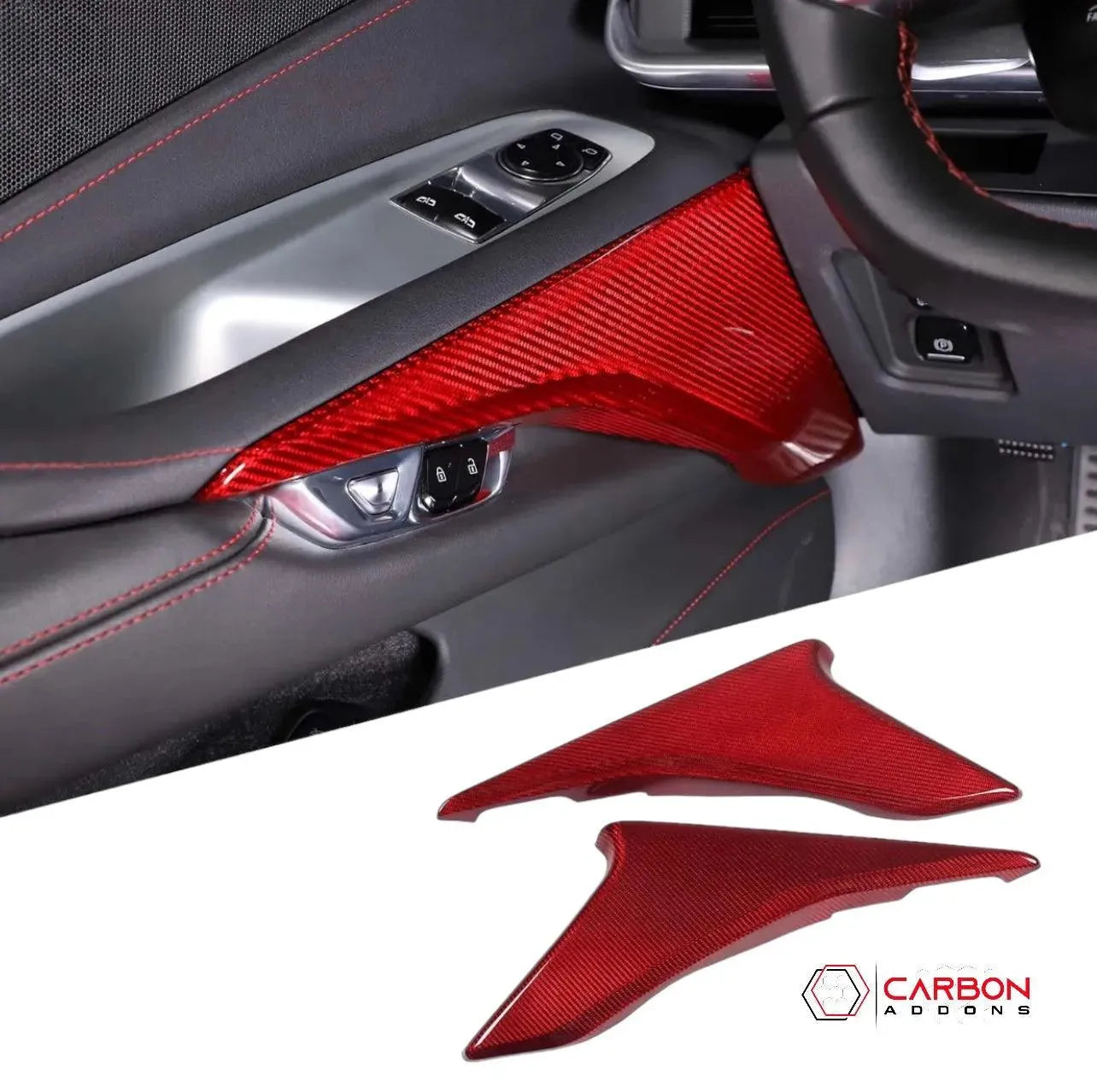 C8 Corvette Real Carbon Fiber Lower Door Panel Trim Covers | Interior Upgrade (2020–2026)