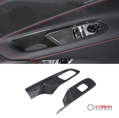 C8 Corvette Real Carbon Fiber Window Switch Trim Covers | Interior Overlay (2020–2026)