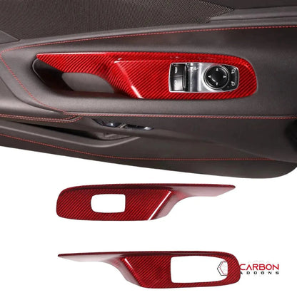 C8 Corvette Real Carbon Fiber Window Switch Trim Covers | Interior Overlay (2020–2026)