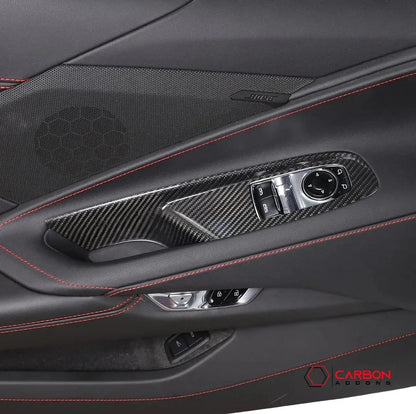 C8 Corvette Real Carbon Fiber Window Switch Trim Covers | Interior Overlay (2020–2026)