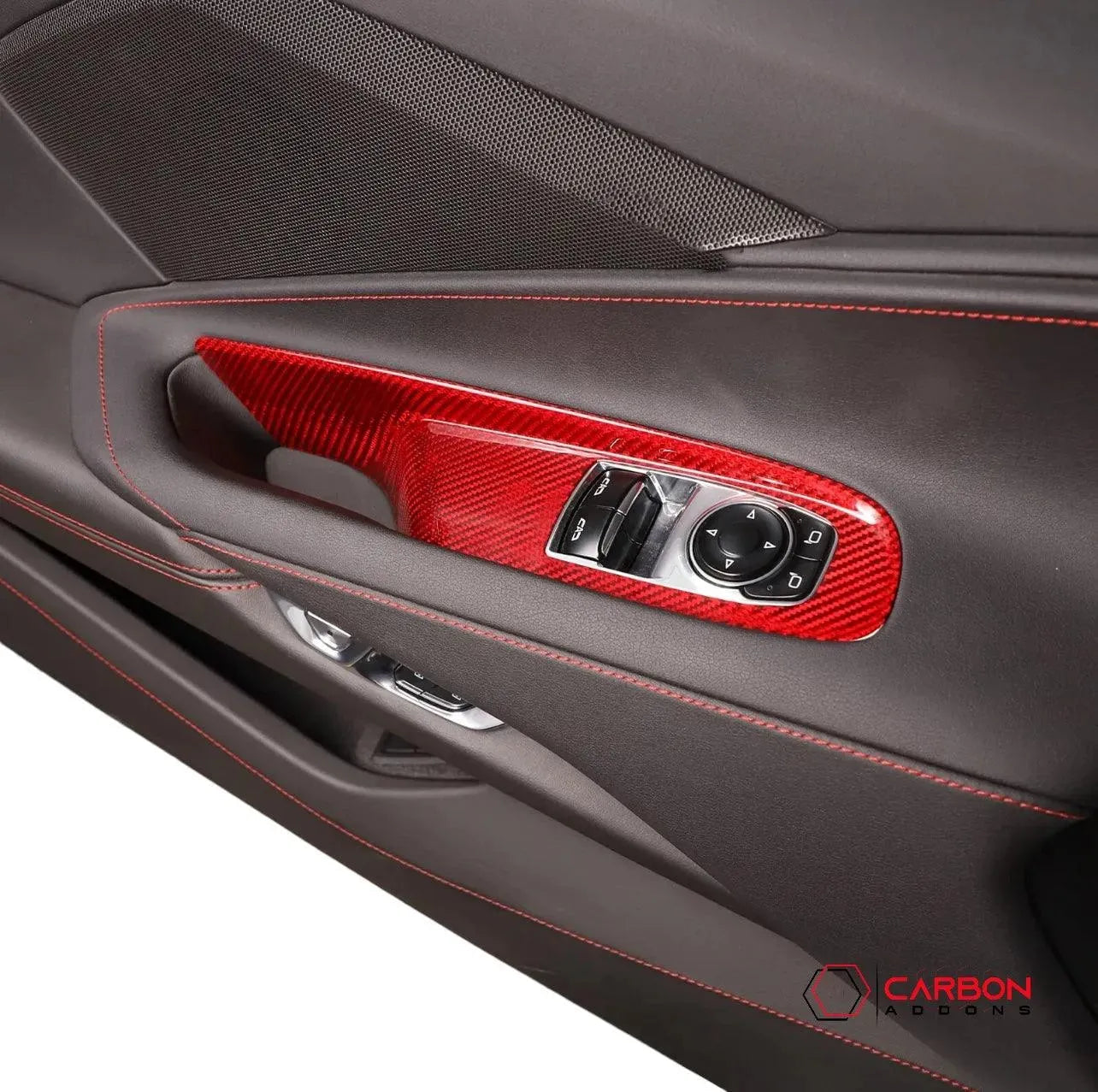 C8 Corvette Real Carbon Fiber Window Switch Trim Covers | Interior Overlay (2020–2026)