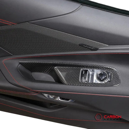 C8 Corvette Real Carbon Fiber Window Switch Trim Covers | Interior Overlay (2020–2026)
