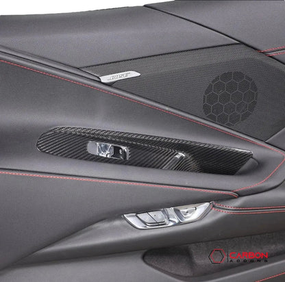 C8 Corvette Real Carbon Fiber Window Switch Trim Covers | Interior Overlay (2020–2026)