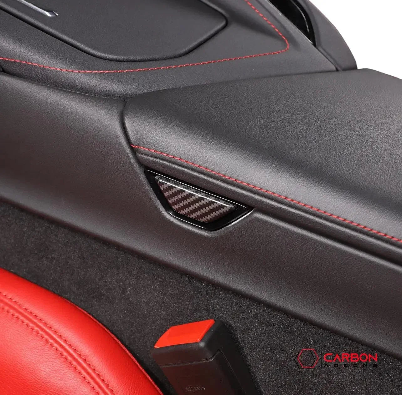 C8 Corvette Real Carbon Fiber Armrest Button & Trim Covers | Interior Overlay (2020–2026)